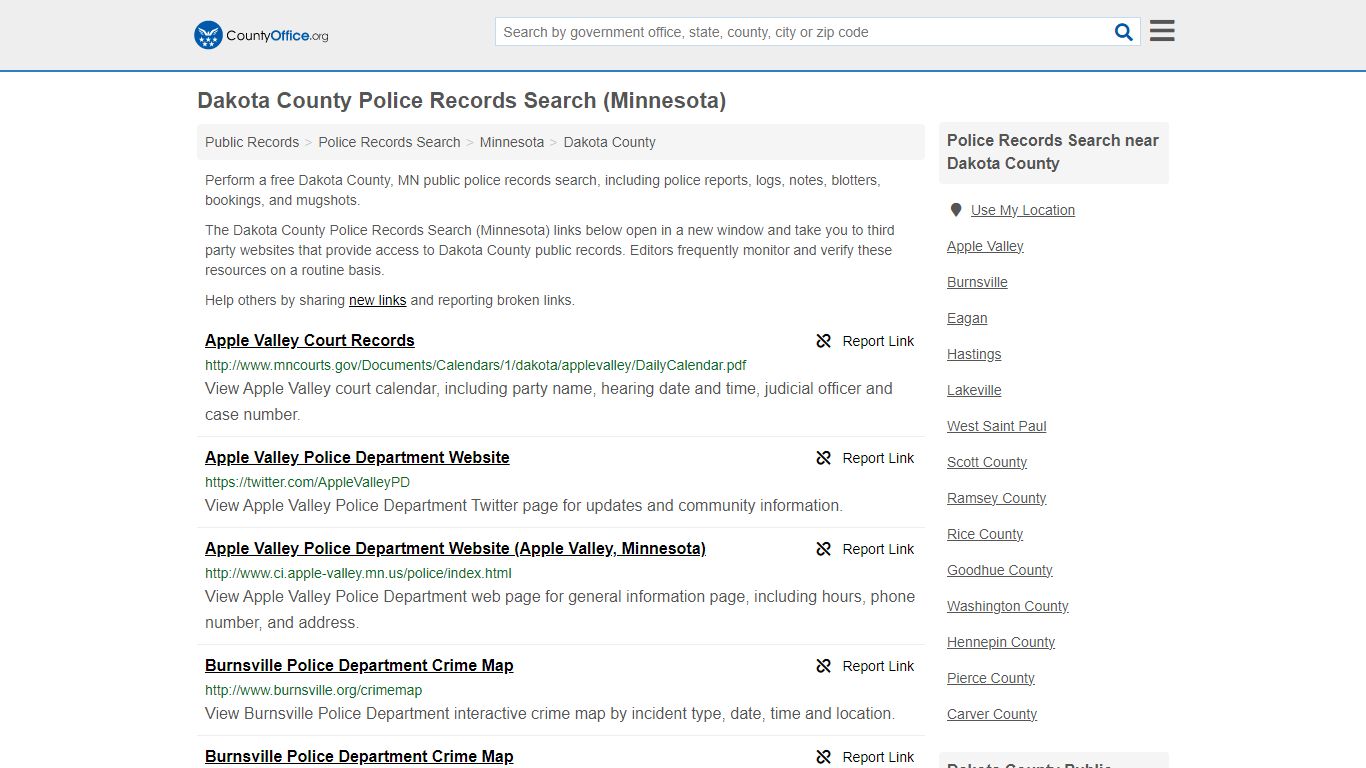 Dakota County Police Records Search (Minnesota) - County Office